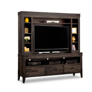 solid rustic wood and metal chattanooga tv media wall unit by handstone
