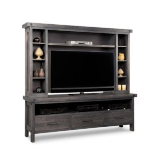 canadian amde solid rustic wood rafters handstone tv wall unit