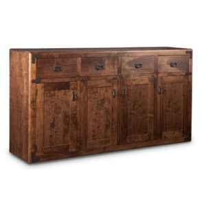 solid rustic wood saratoga sideboard with 4 doors