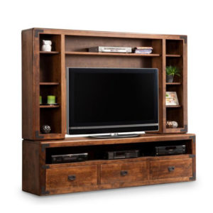 solid rustic maple mennonite made saratoga wall unit for big tv screen