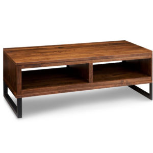 solid rustic maple cumberland coffee table with metal legs
