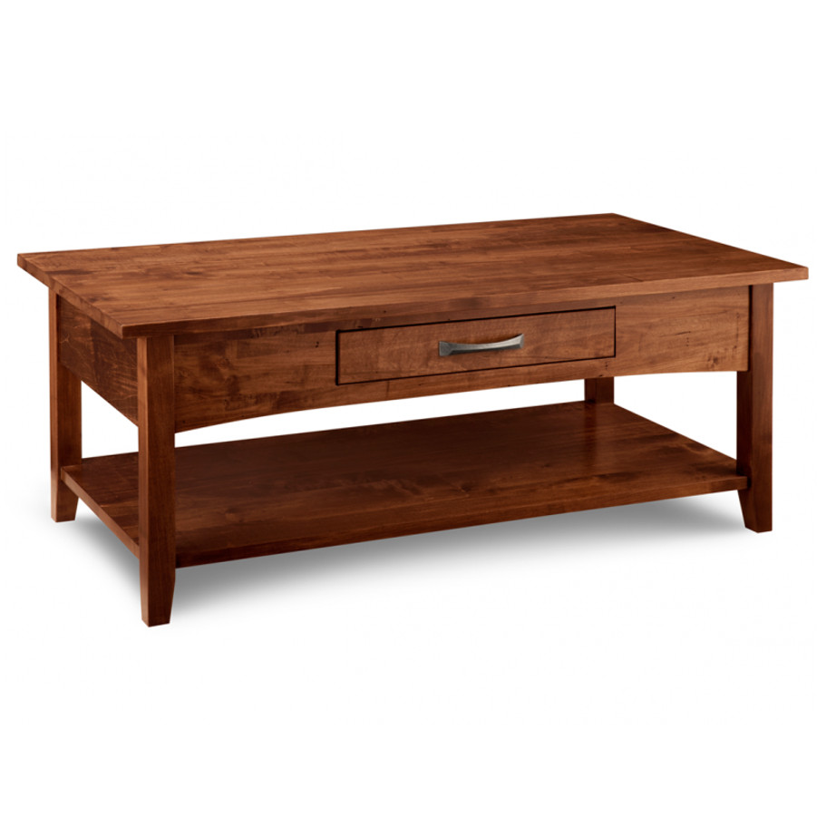 canadain made by the mennonites glen garry coffee table with drawer and shelf