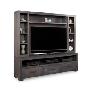 solid rustic wood steel city wall unit in custom size