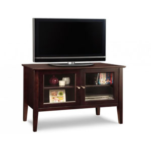 glass doors with shelves on the stockholm small tv console