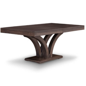 solid rustic wood verona table with modern pedestal base