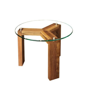 modern round prague glass top end table