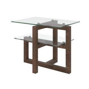 modern custom made tekno end table with glass top