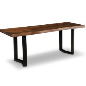 solid rustic wood pemberton bench with live edge top and metal base
