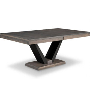 solid rustic wood canadian made portland dining table with metal base