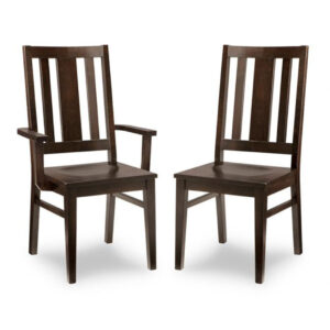 solid wood parker dining side and arm chair with wood seats