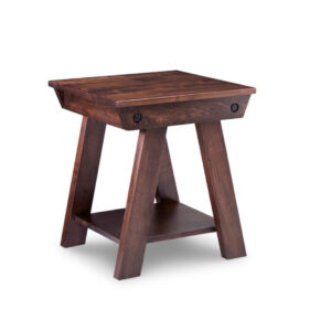 solid wood algoma end table with rustic, distressed finish