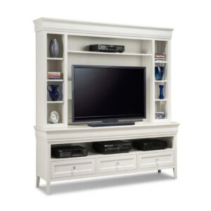 traditional, solid wood monticello wall unit in custom size with painted white finish