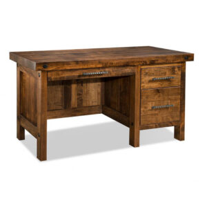 solid rustic maple rafters single desk shown in nutmeg finish