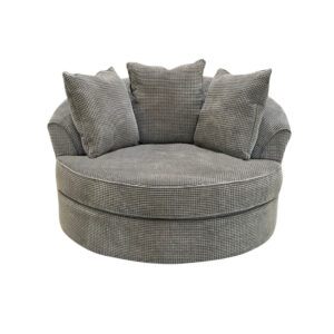 swivel base loop nest chair in comfy and cozy grey fabric