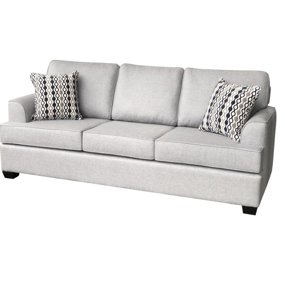 canadian made denver sofa with sloped arm in modern well wearing fabric