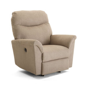 caitlin recliner with power recliner in plush fabric with custom recliner