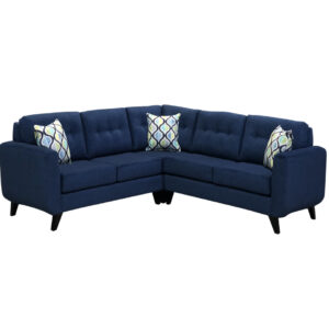 tilbury sectional with custom options in dark blue fabric
