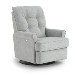 carissa recliner in custom upholstery with swivel base