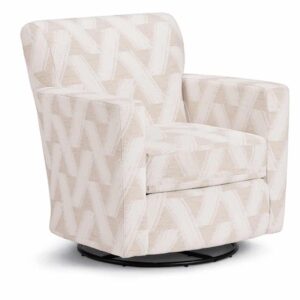 caroly swivel glider with rocking base shown in light modern printed fabric