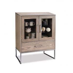 electra display chest with 2 glass doors in modern oak finish