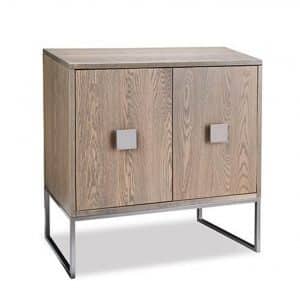 electra storage chest with 2 wood doors and metal base
