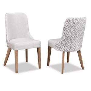 electra upholstered modern dining chair shown front and back