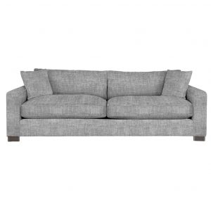 large oversize feather filled retreat sofa in custom fabric