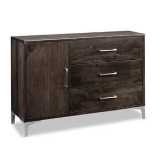solid maple wood hand crafted laguna small sideboard with modern metal accents