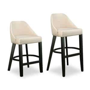 Canadian made laguna fabric stool with solid wood frame