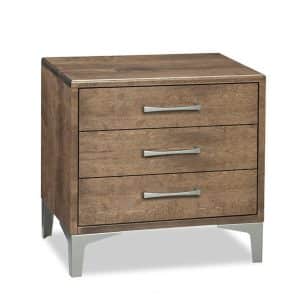 canadian made laguna night stand with drawers and metal legs
