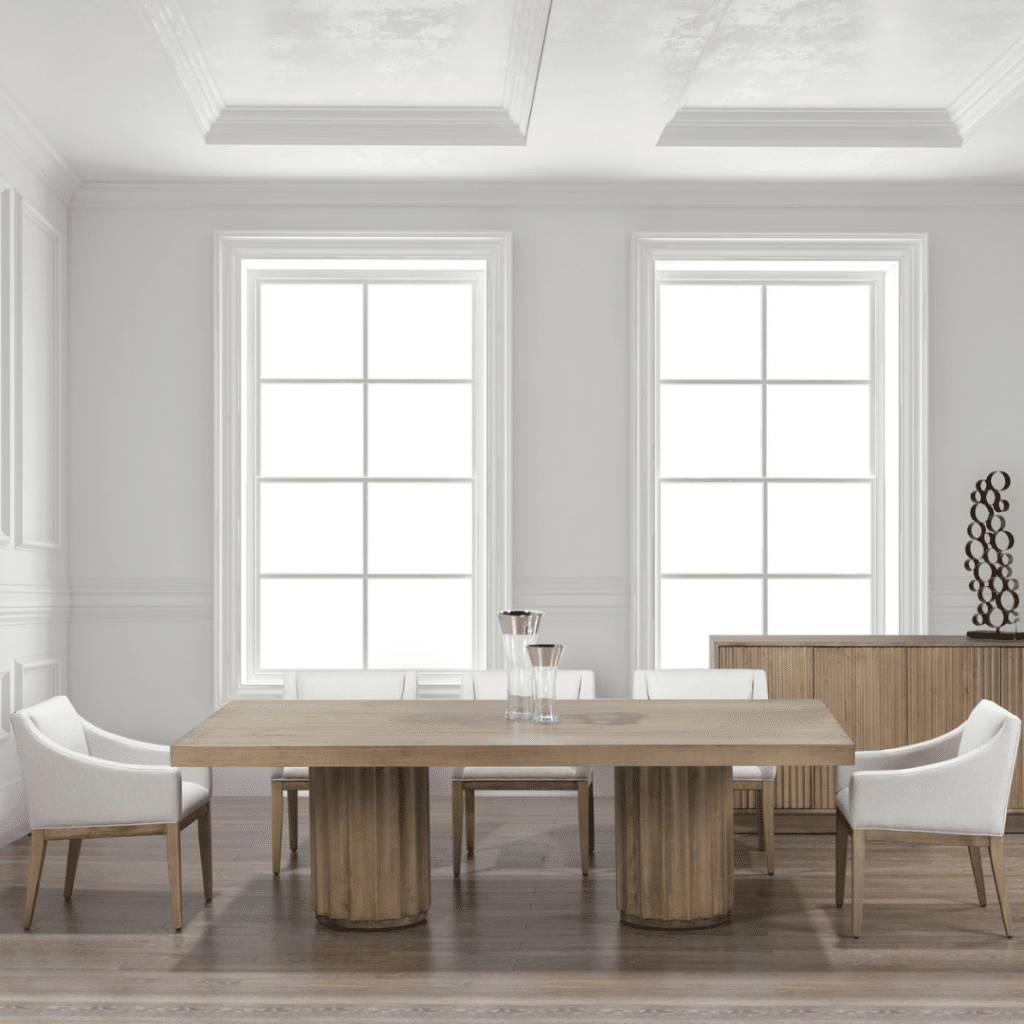 Brixton Table - Solid Wood Furniture with Fluted Pedestals